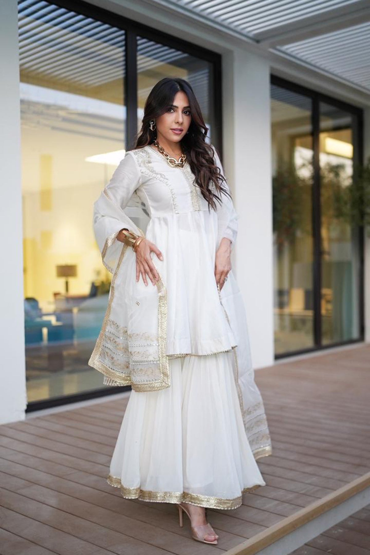 Monica Gupta In Fatima - Daisy Ivory Peplum Garara Set