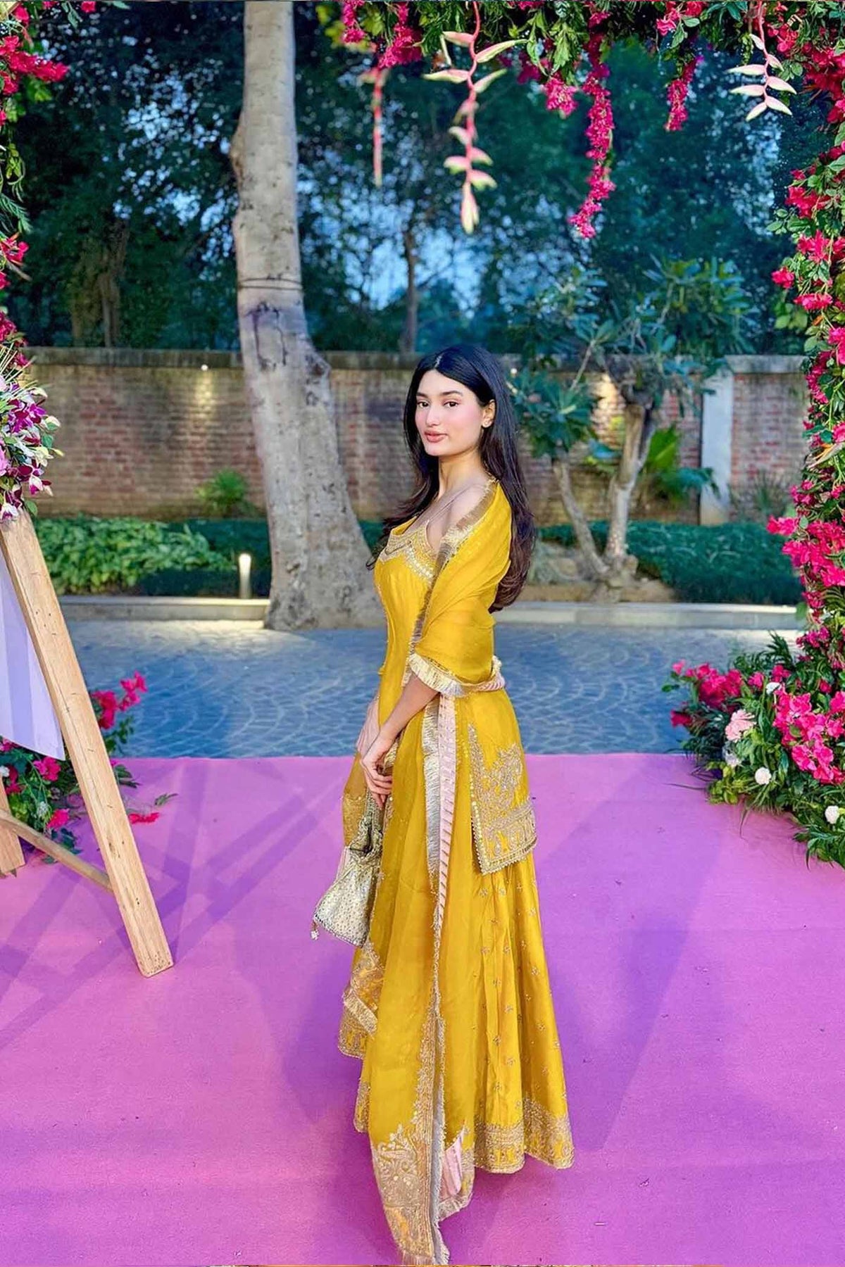 Medha Das In AABROO - Glaze Mustard SHORT KURTA WITH SHARARA AND DUPATTA