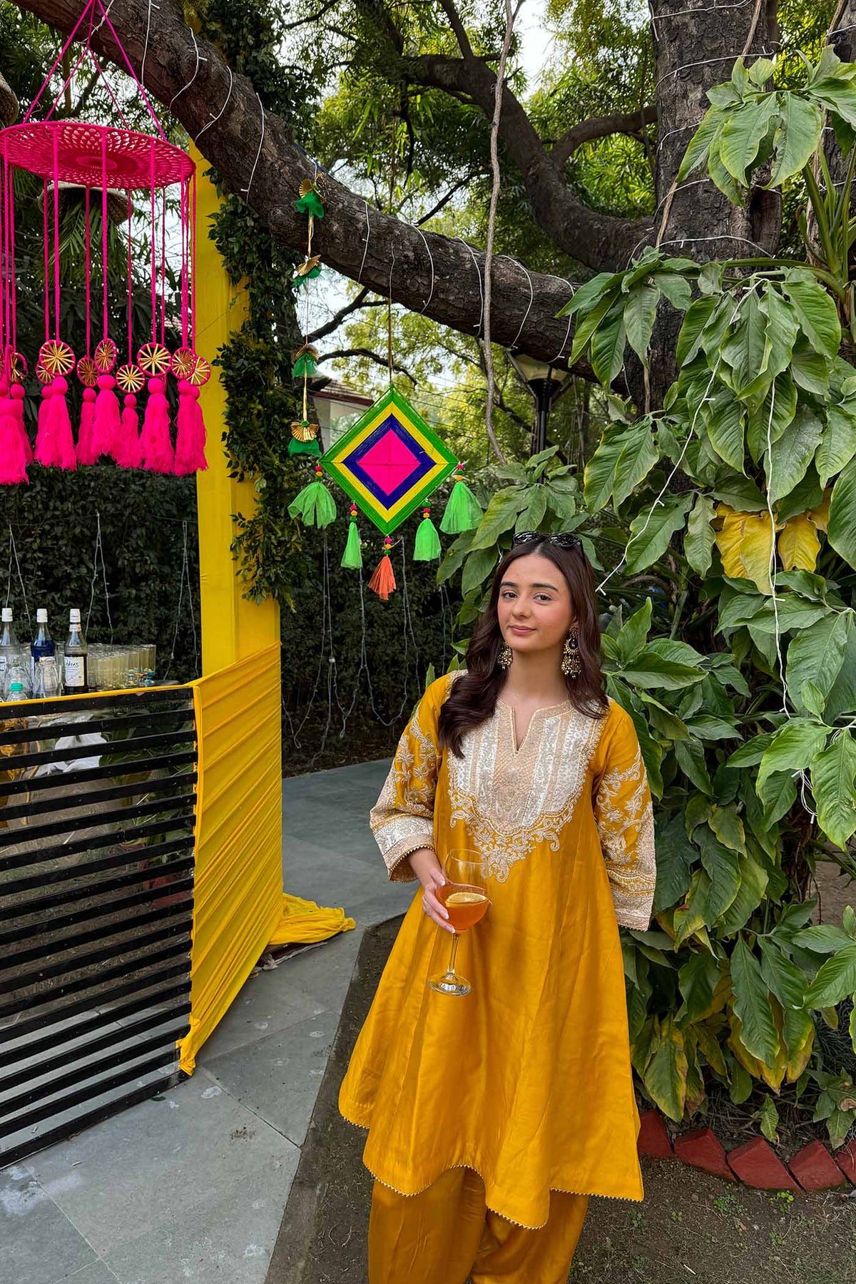 Anushka Mehra IN MOHSINA - Glaze Mustard SHORT KALIDAAR CHOGA WITH SALWAR