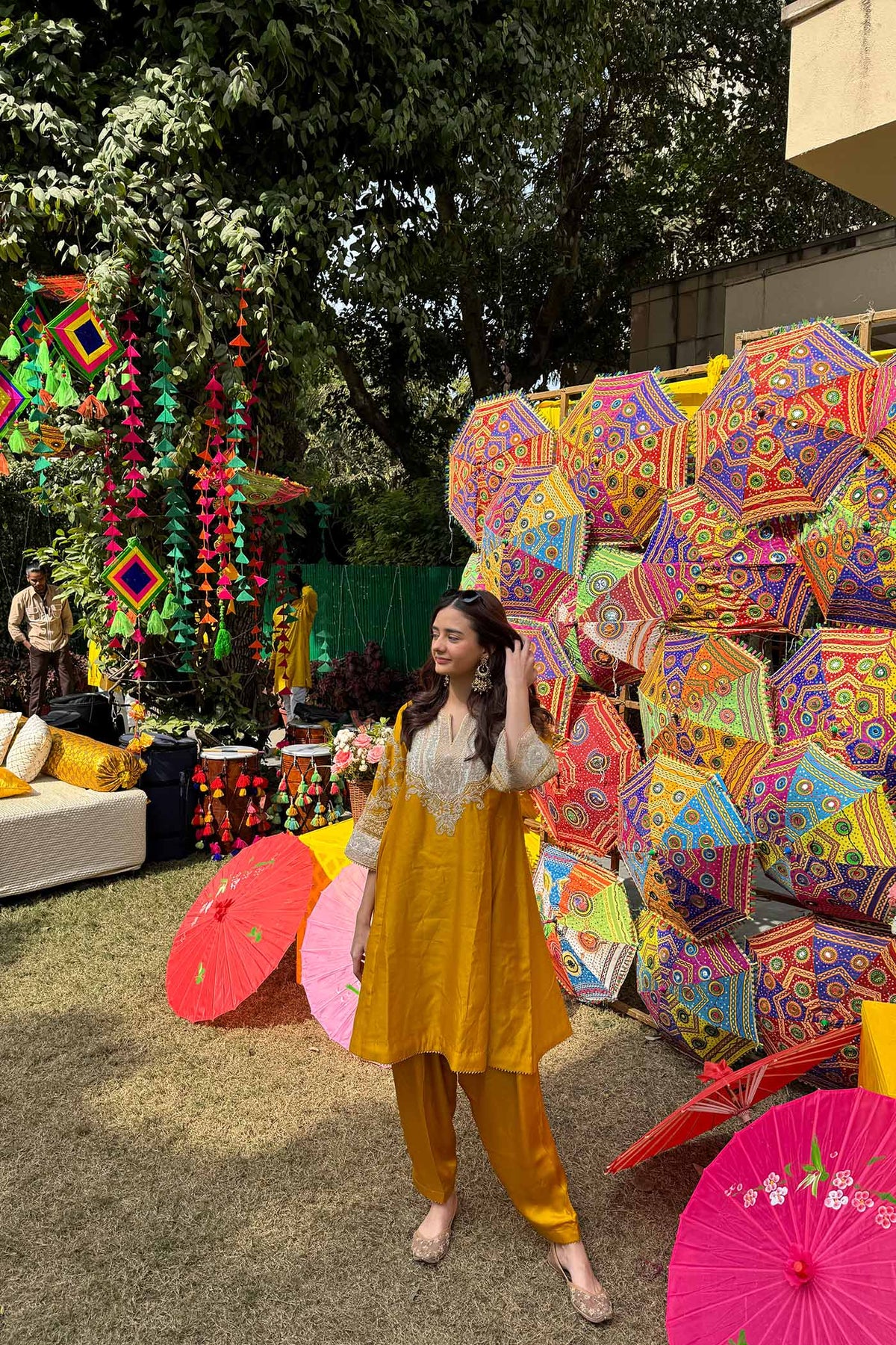 Anushka Mehra IN MOHSINA - Glaze Mustard SHORT KALIDAAR CHOGA WITH SALWAR