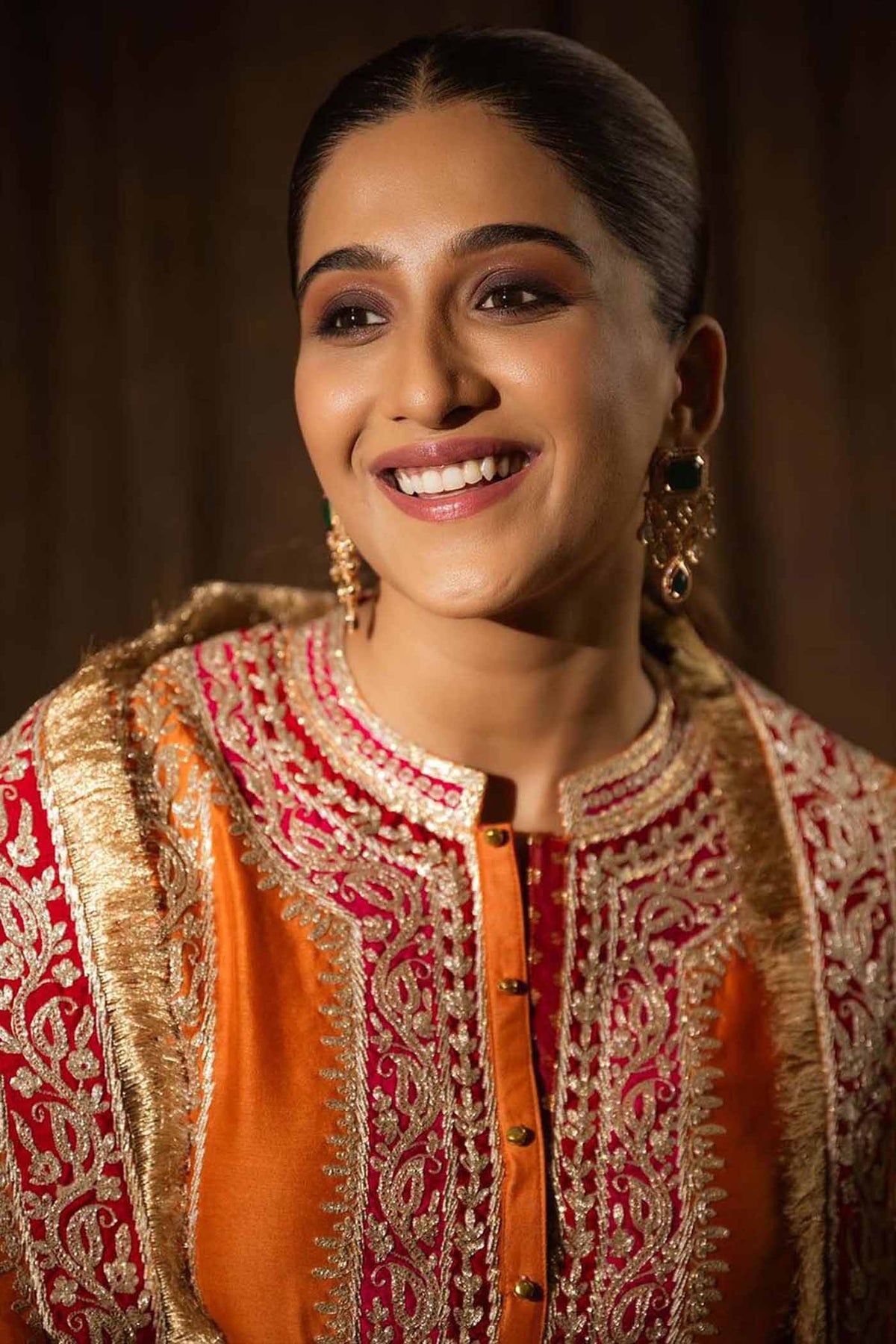 Nimrit Ahluwalia In NAAYAAB - Orange SHORT KURTA WITH SALWAR AND DUPATTA