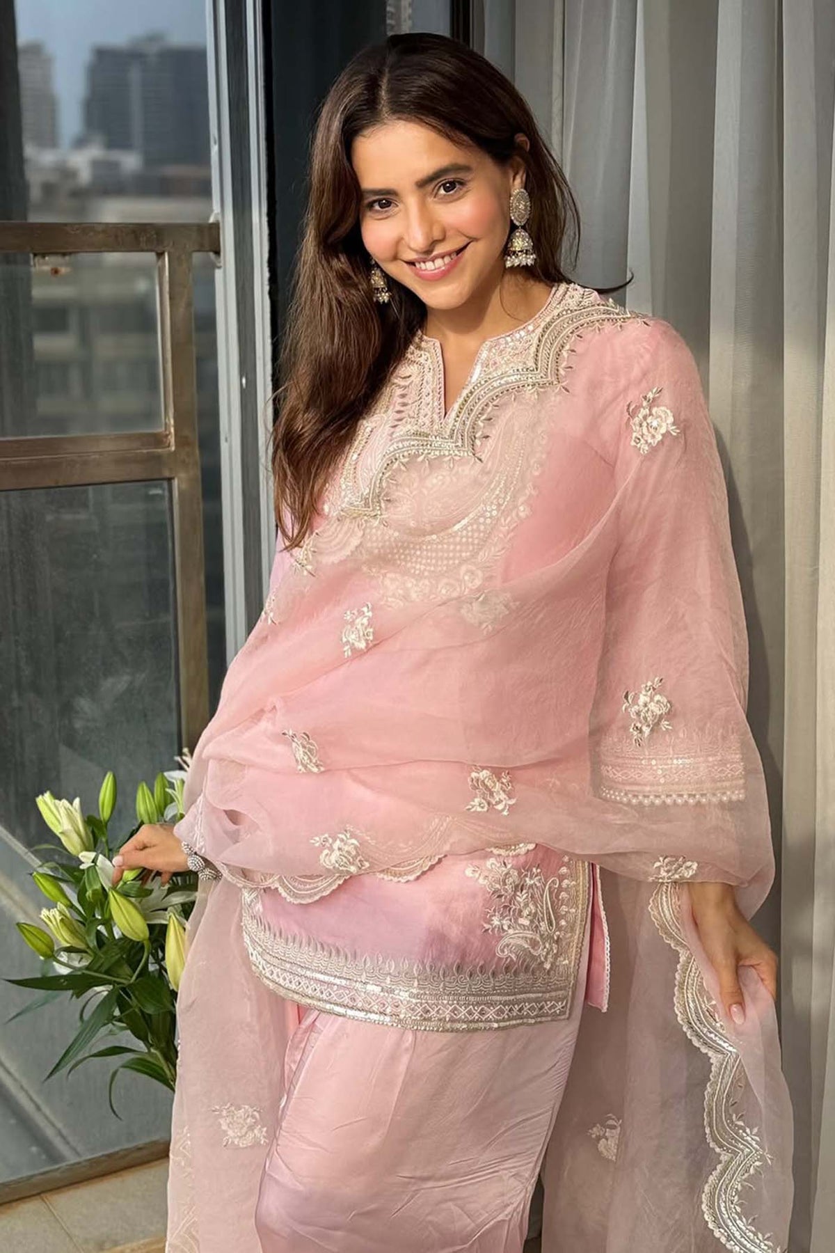Aamna Sharif in Sara - Blush Pink Short Kurta With Salwar