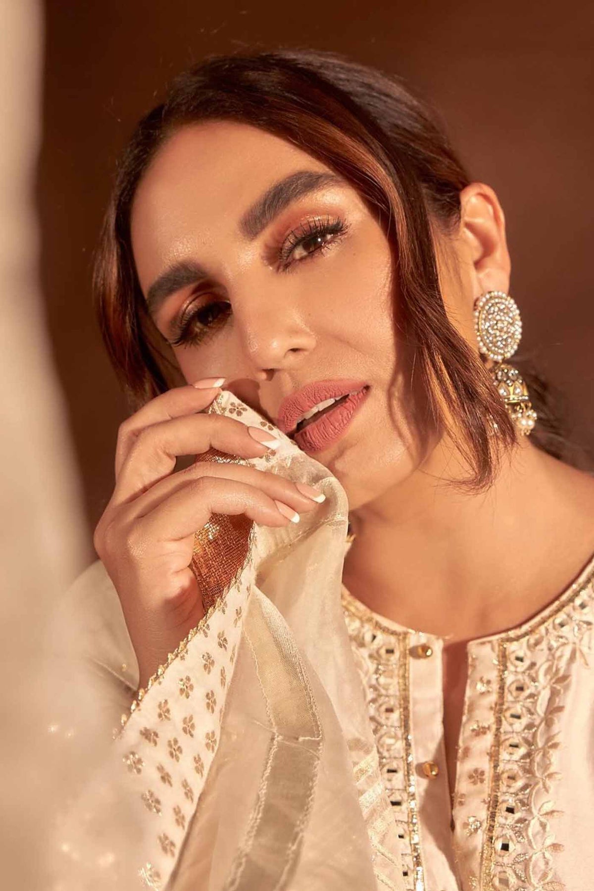 Eliza - Daisy Ivory Chanderi Silk Kurta and Garara Set with Organza dupatta