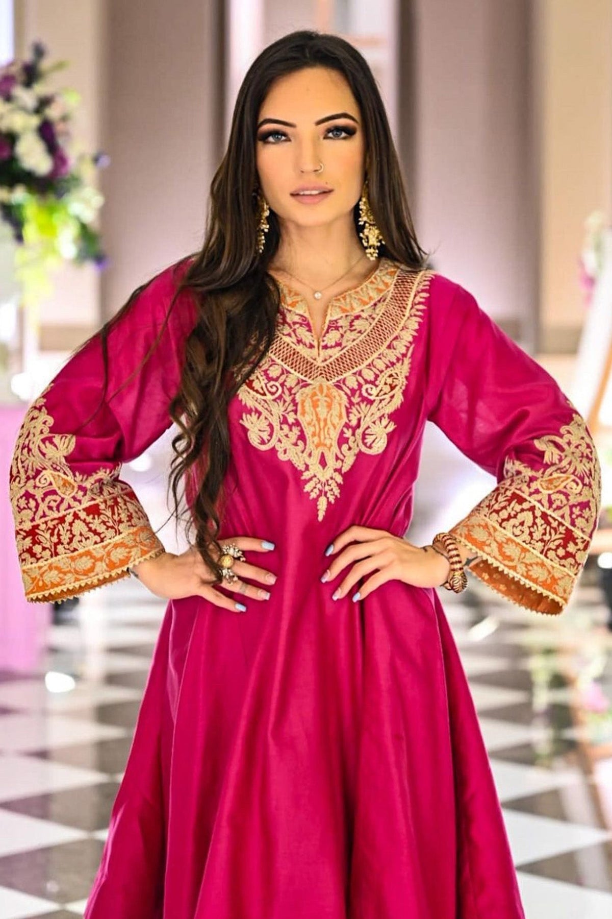 AHANA GHAI IN MEHRISH - Rani Hotpink SHORT KALIDAAR CHOGA WITH SALWAR