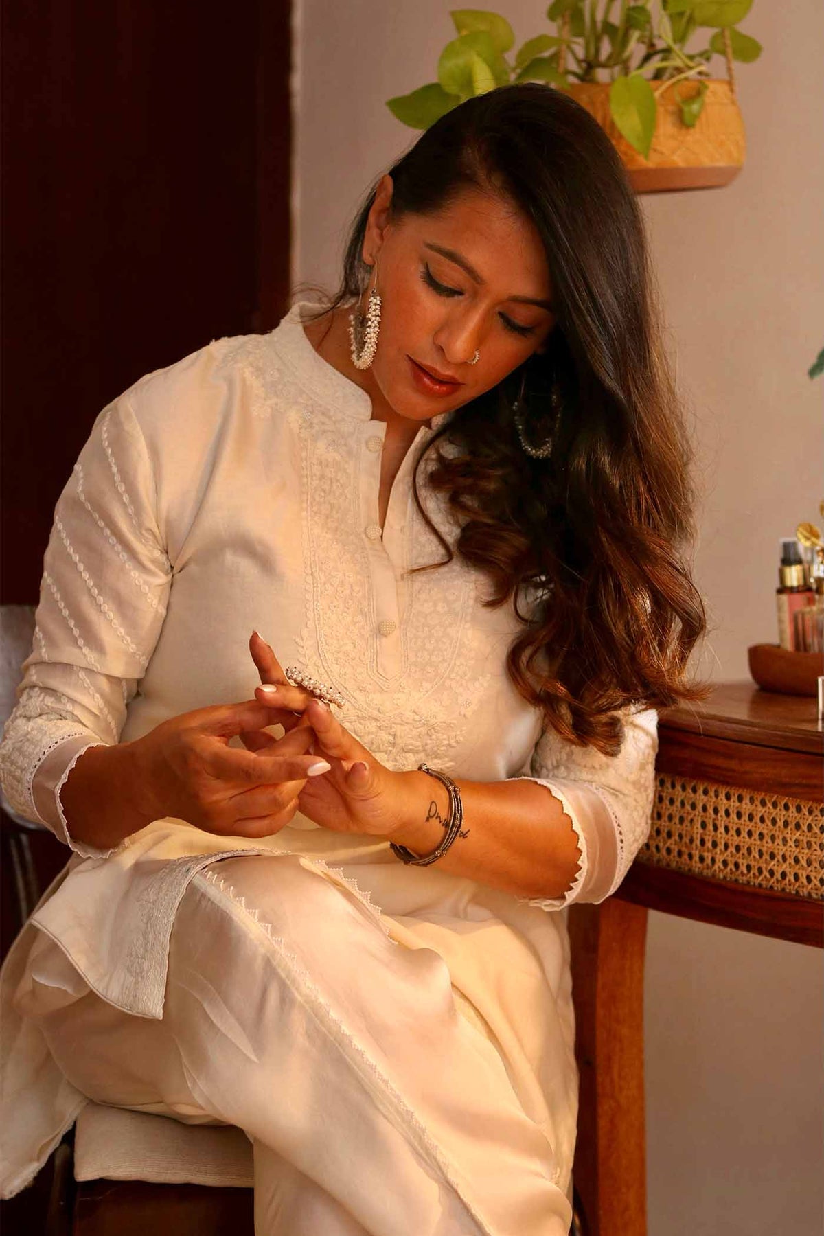 Ishita Sudha Yashvi in Ayika - Daisy Ivory Short kurta with dhoti