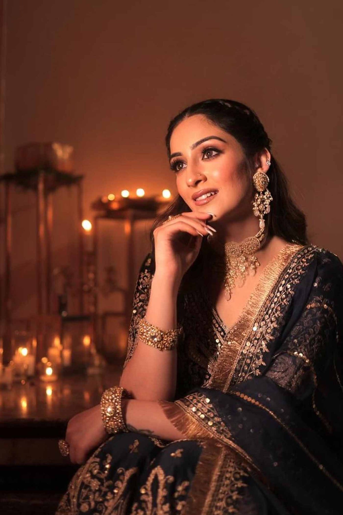 Srishti Takkar In AAFIYA - DEEP BLUE SHARARA