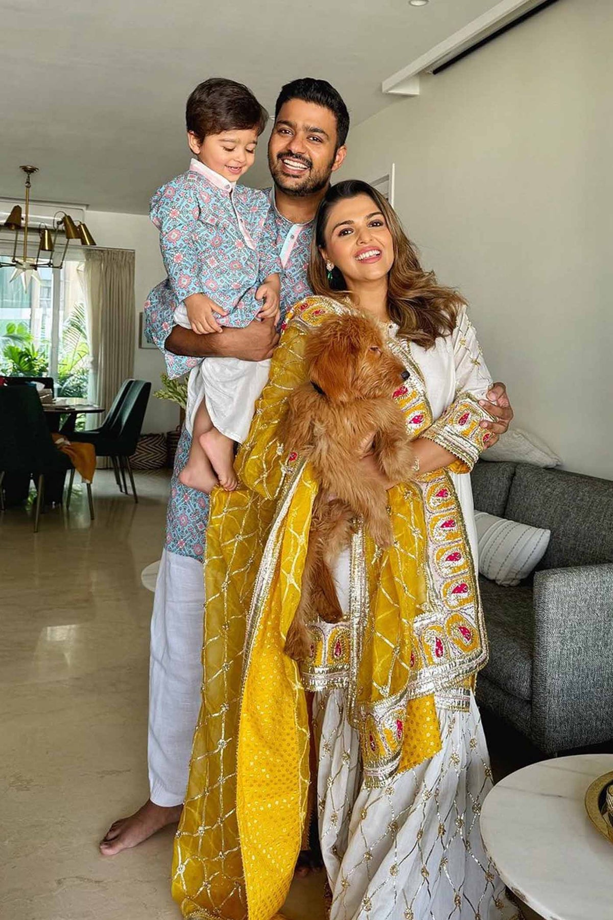Tina Kakkad In Shabina- Daisy Ivory short kurta with garara and dupatta