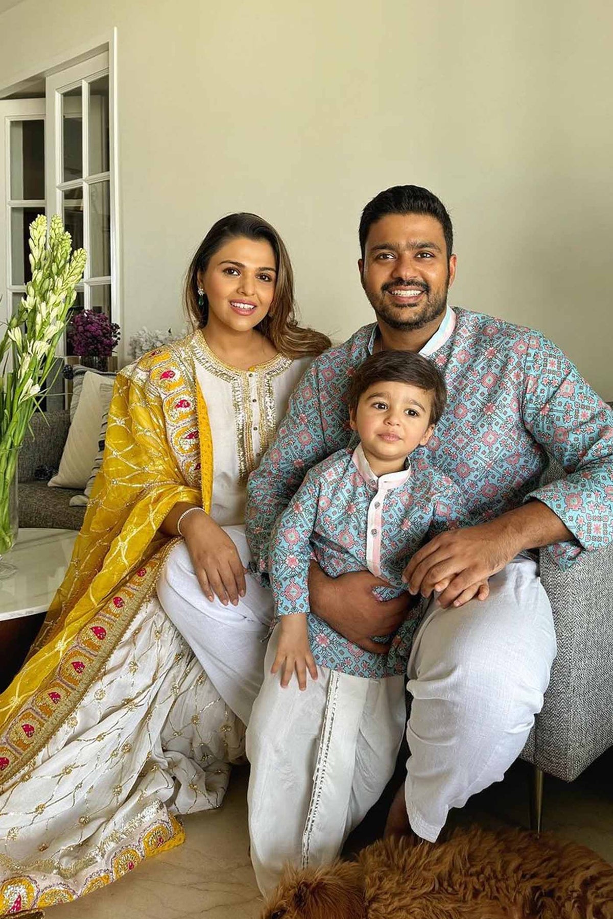 Tina Kakkad In Shabina- Daisy Ivory short kurta with garara and dupatta
