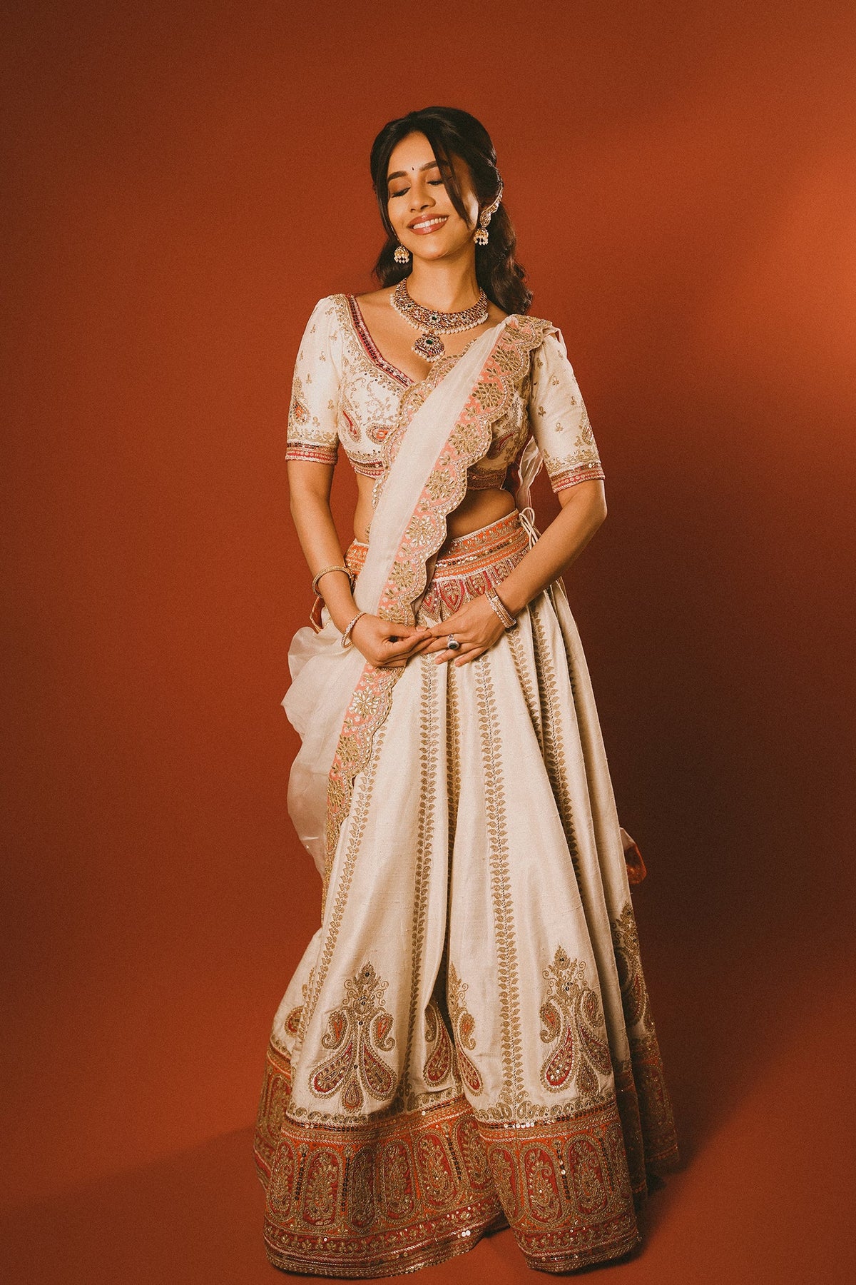 Nabha Natesh In AMARA - Daisy Ivory LEHENGA
