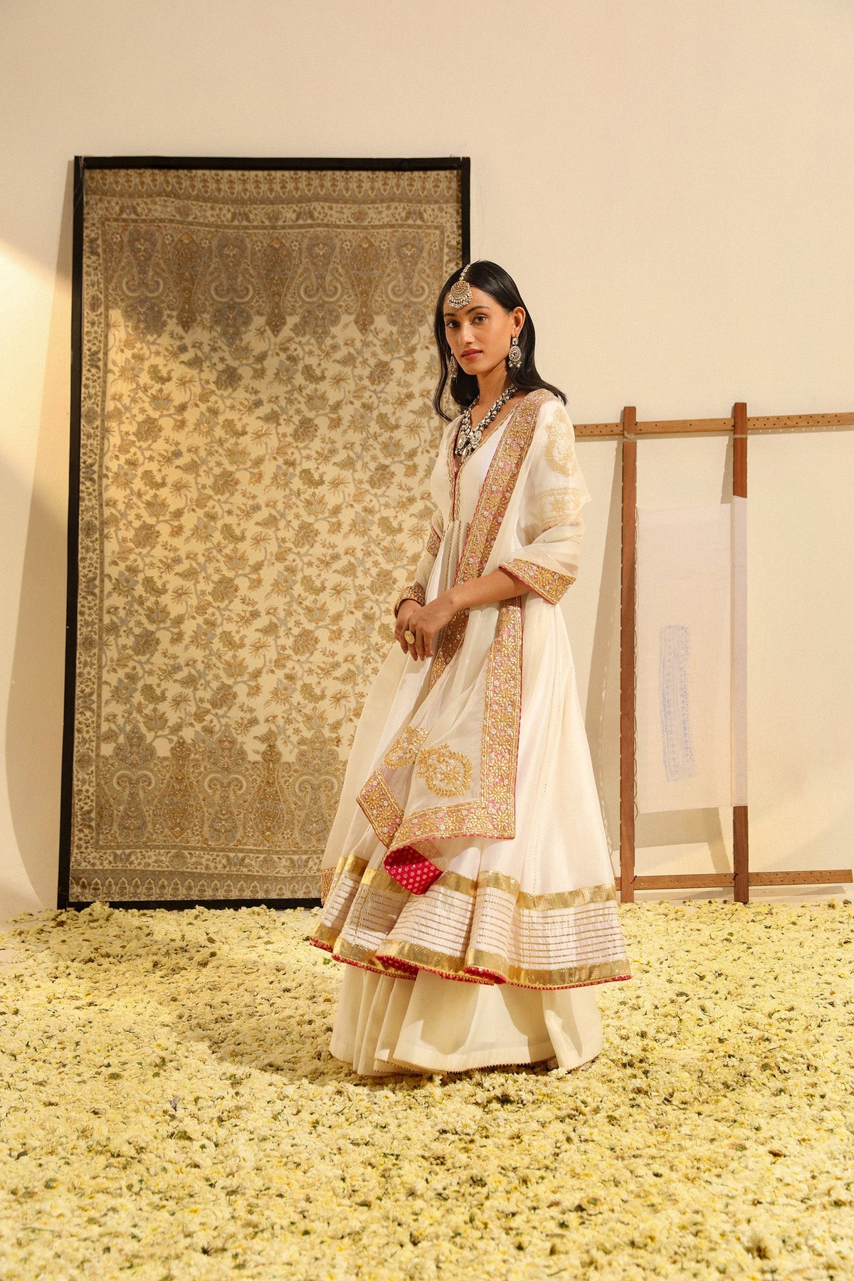Jasmin Bhasin In Shaiz - Daisy Ivory Hand Embroidered Anarkali with Skirt and Dupatta