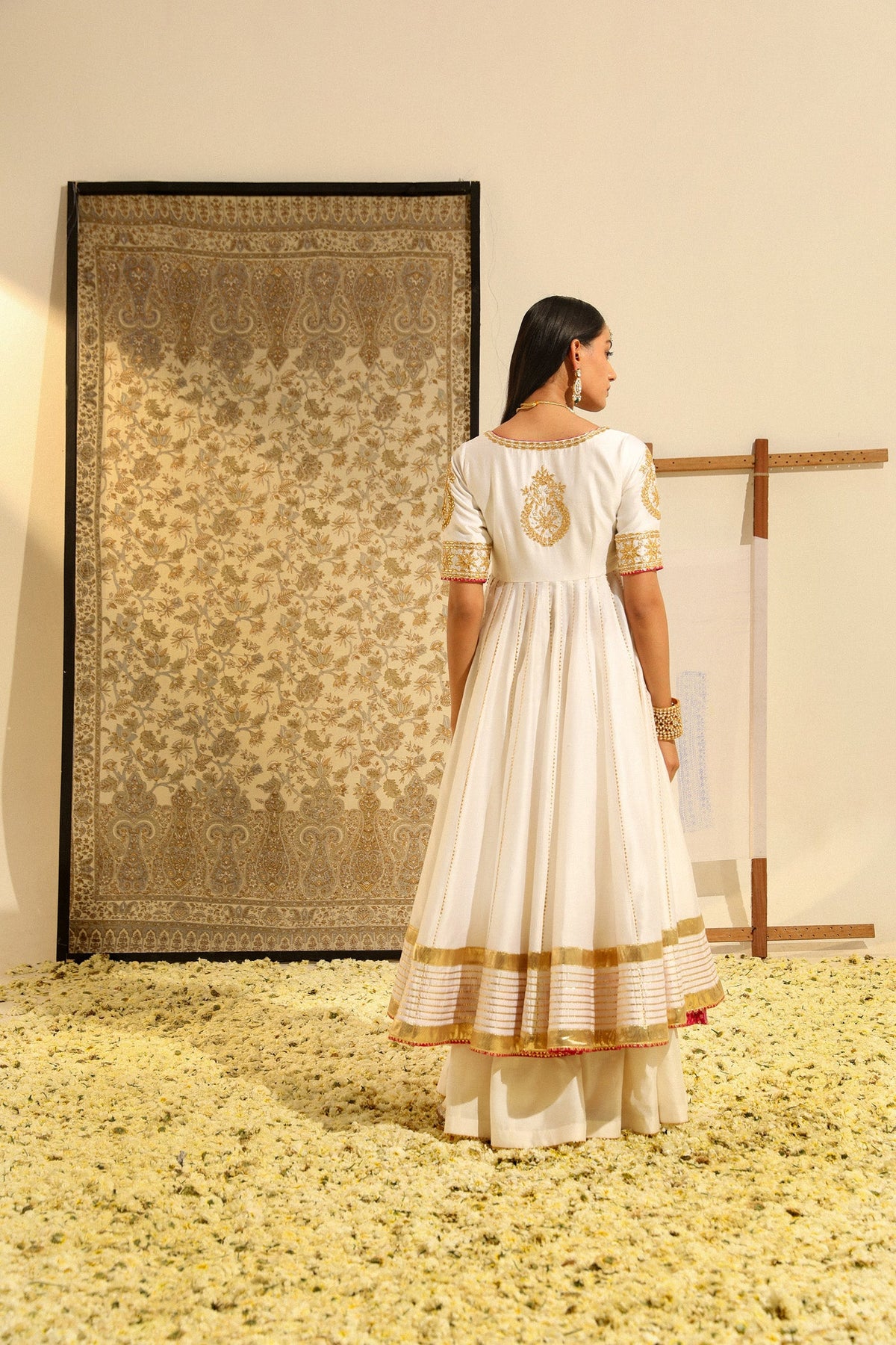 Jasmin Bhasin In Shaiz - Daisy Ivory Hand Embroidered Anarkali with Skirt and Dupatta