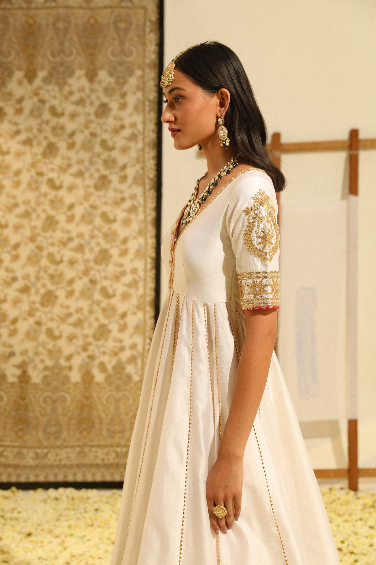 Jasmin Bhasin In Shaiz - Daisy Ivory Hand Embroidered Anarkali with Skirt and Dupatta