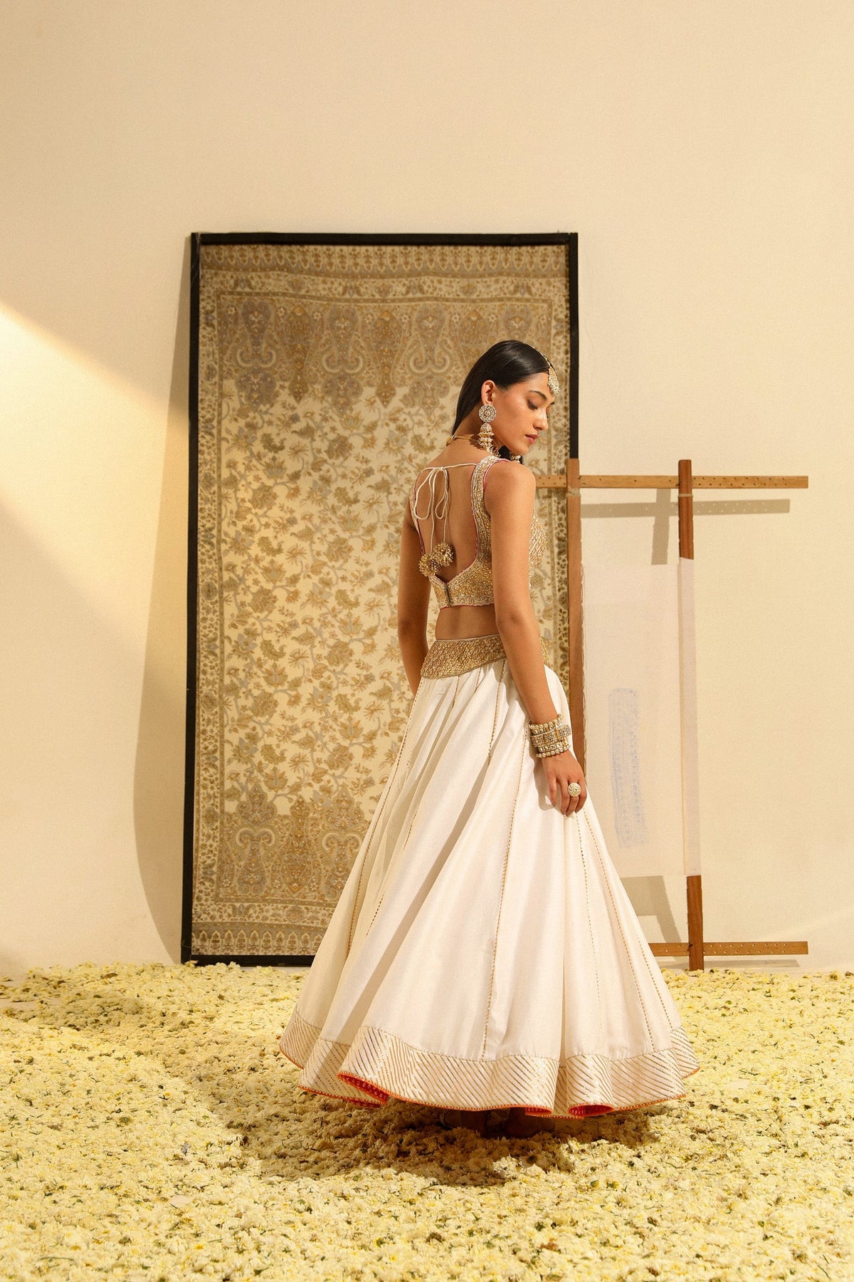 Aayan - Daisy Ivory Hand Embroidered Lehenga set with Odhni