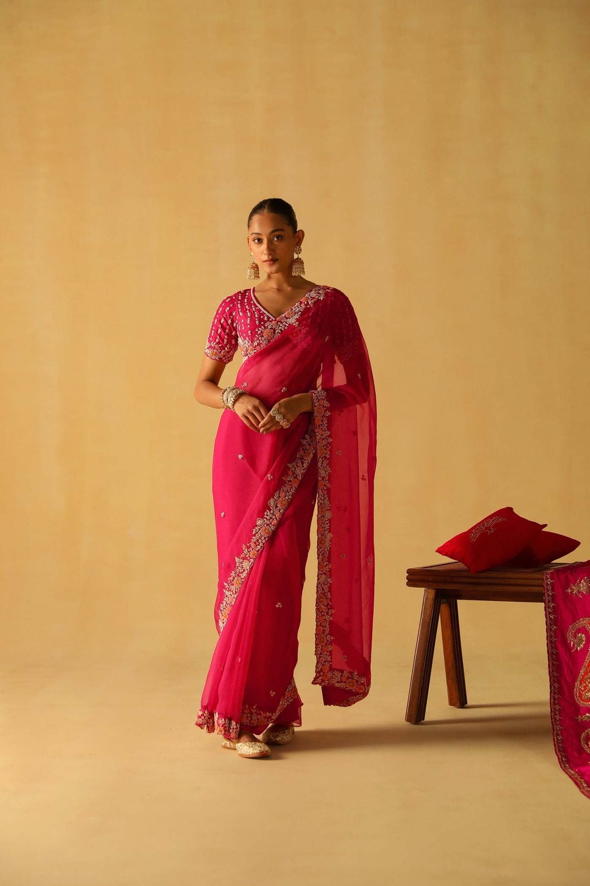 Afsa - Rani Hotpink Saree Set (Lxrts)