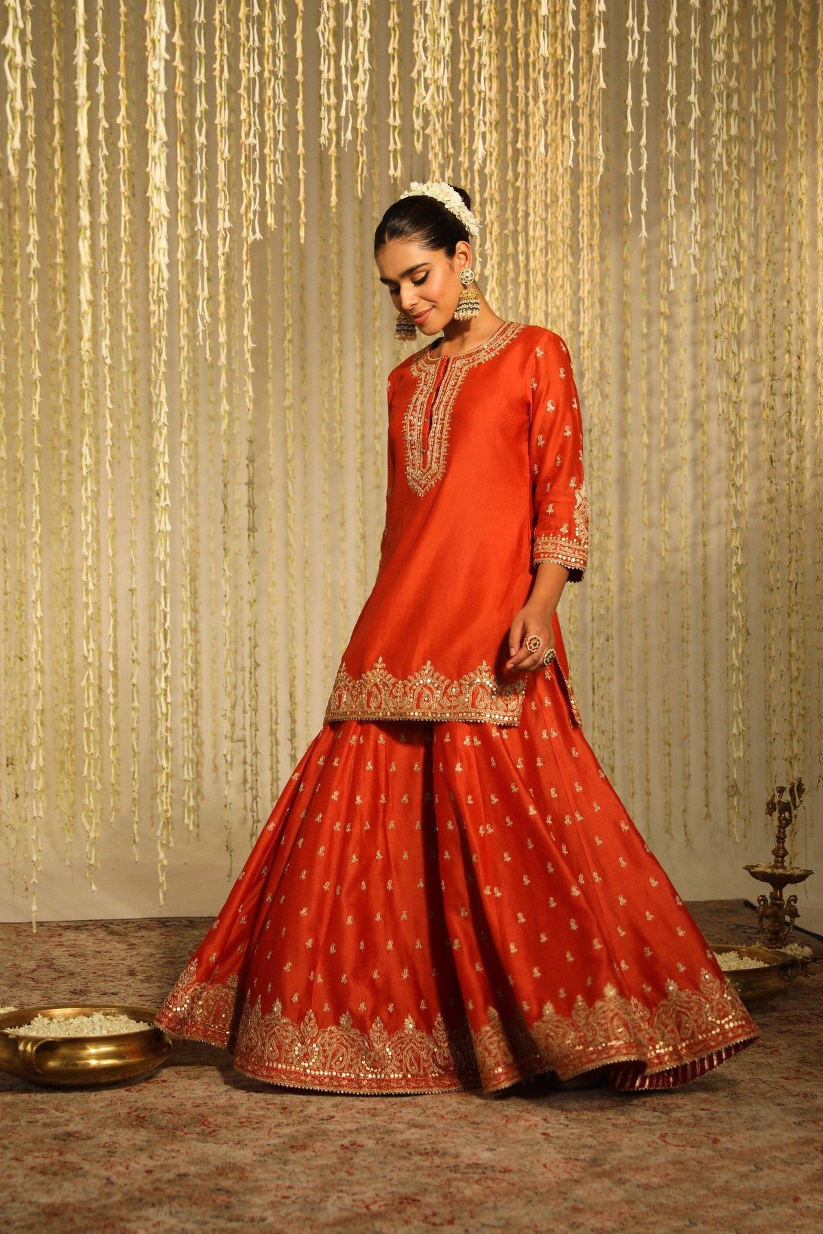 MISHIKA - BURNT ORANGE KURTA WITH SHARARA AND DUPATTA