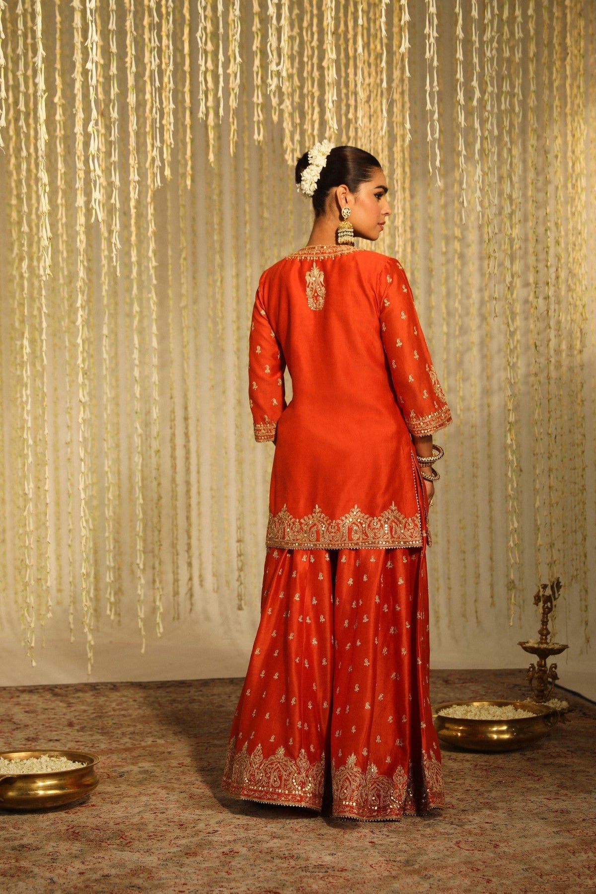 MISHIKA - BURNT ORANGE KURTA WITH SHARARA AND DUPATTA (LXRTS)