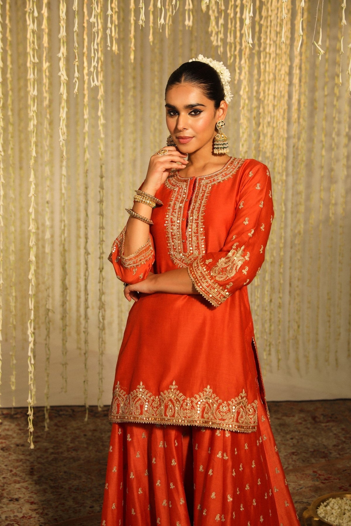 MISHIKA - BURNT ORANGE KURTA WITH SHARARA AND DUPATTA (LXRTS)