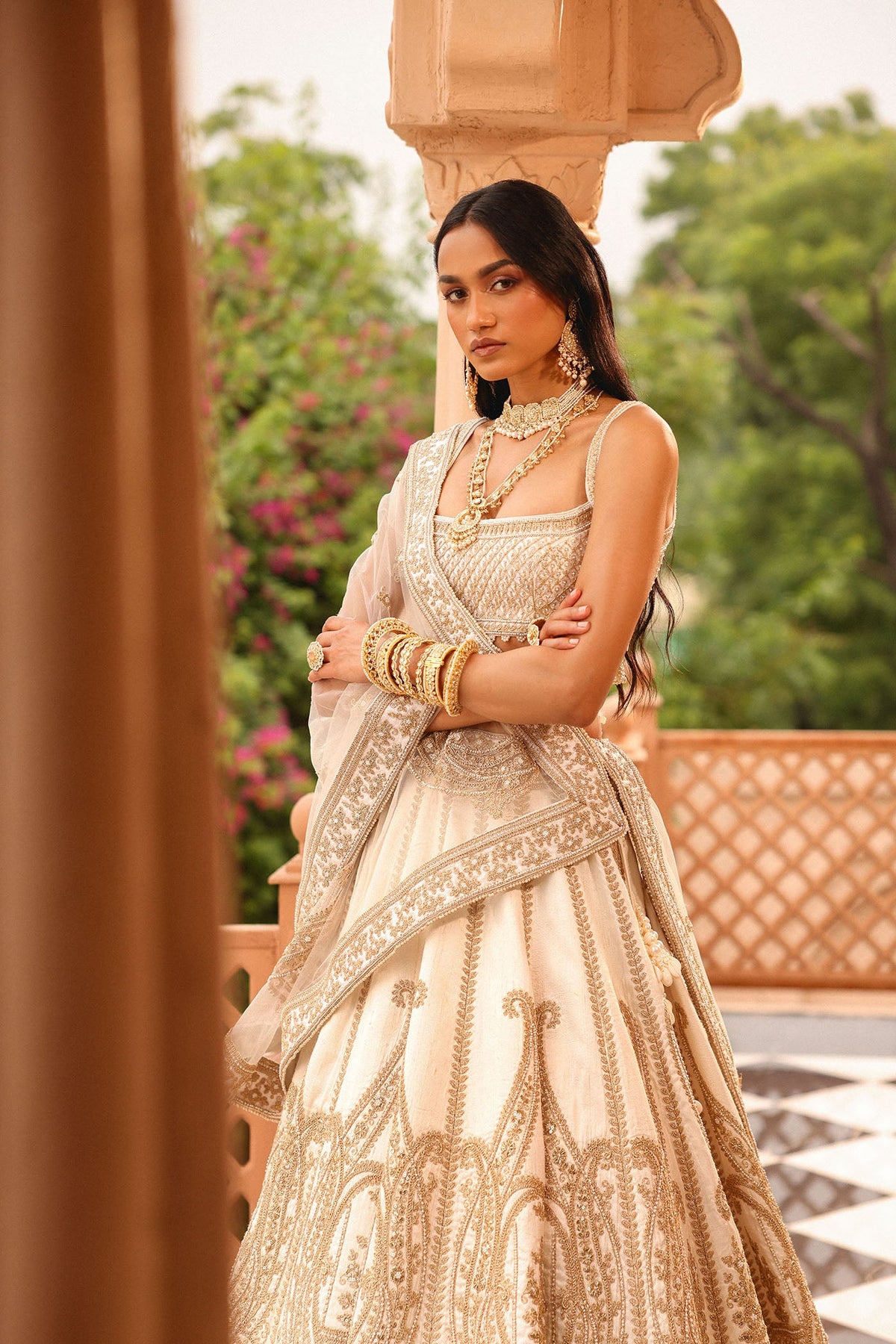 Iqra - Daisy Ivory Lehenga with Blouse and Dupatta