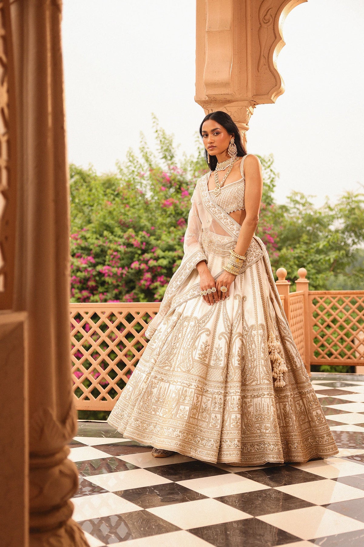 Iqra - Daisy Ivory Lehenga with Blouse and Dupatta