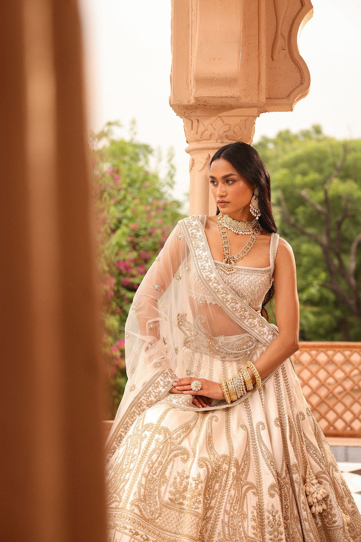 Iqra - Daisy Ivory Lehenga with Blouse and Dupatta