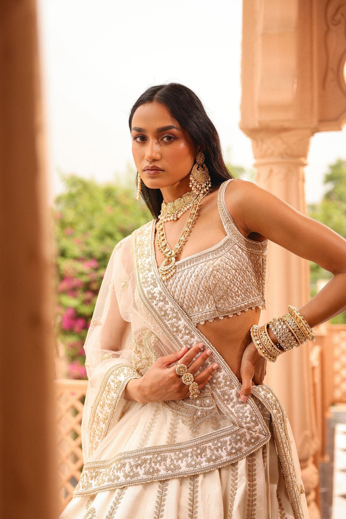 Iqra - Daisy Ivory Lehenga with Blouse and Dupatta