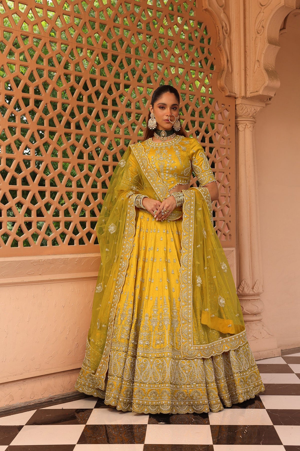 Uzma - Heirloom Mustard Lehenga with Blouse and Dupatta