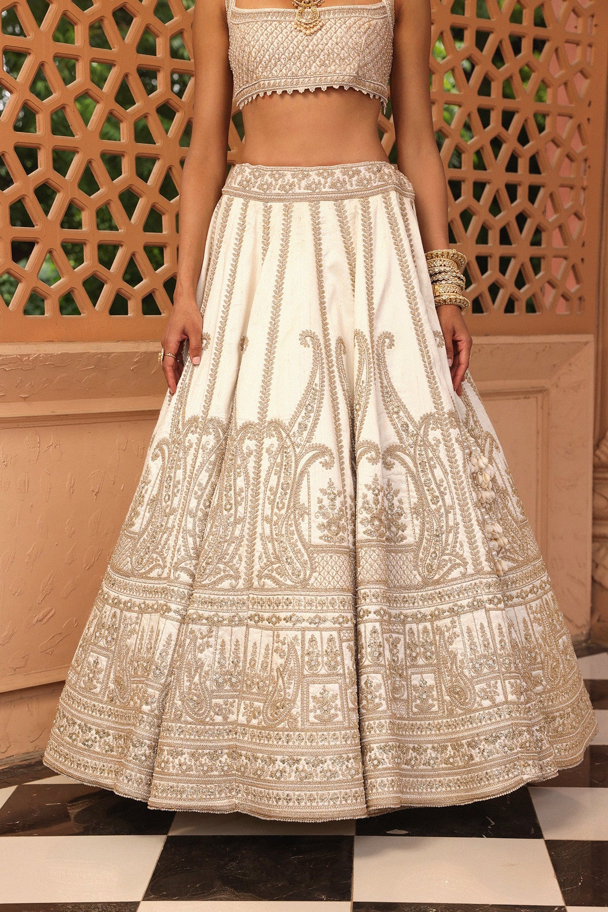 Iqra - Daisy Ivory Lehenga with Blouse and Dupatta