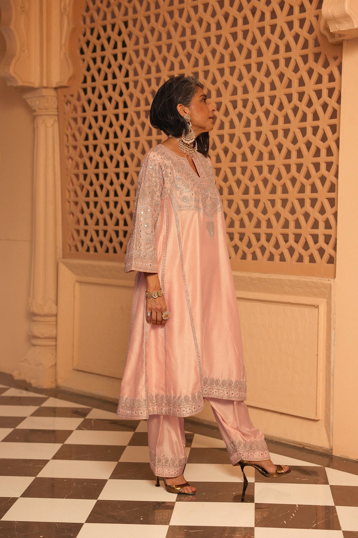 Aiman - Rosepink Short Knee Length Choga with Salwar (Lxrts)
