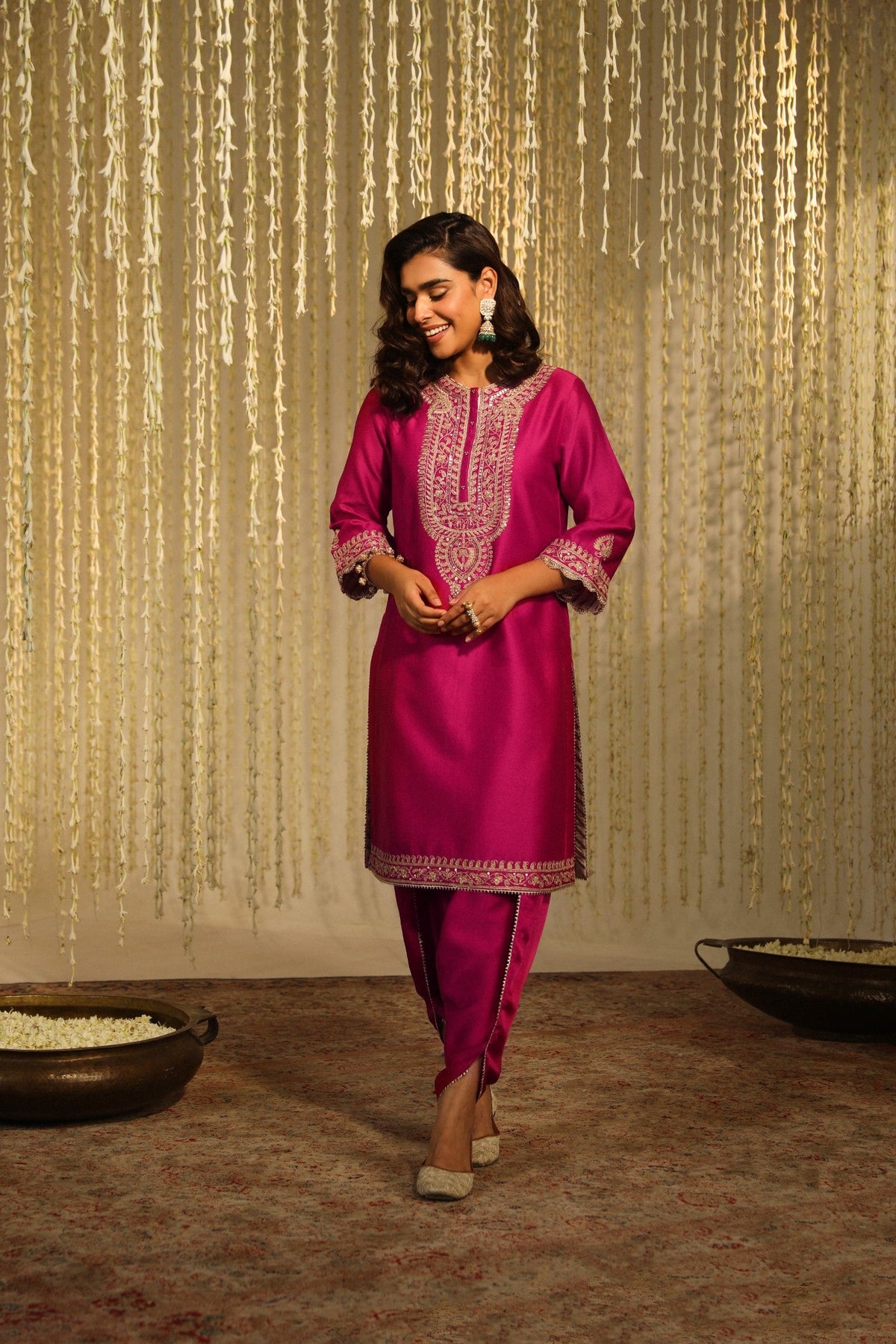 Shilpa Shetty In ENISA - Rani Hotpink KURTA WITH DHOTI