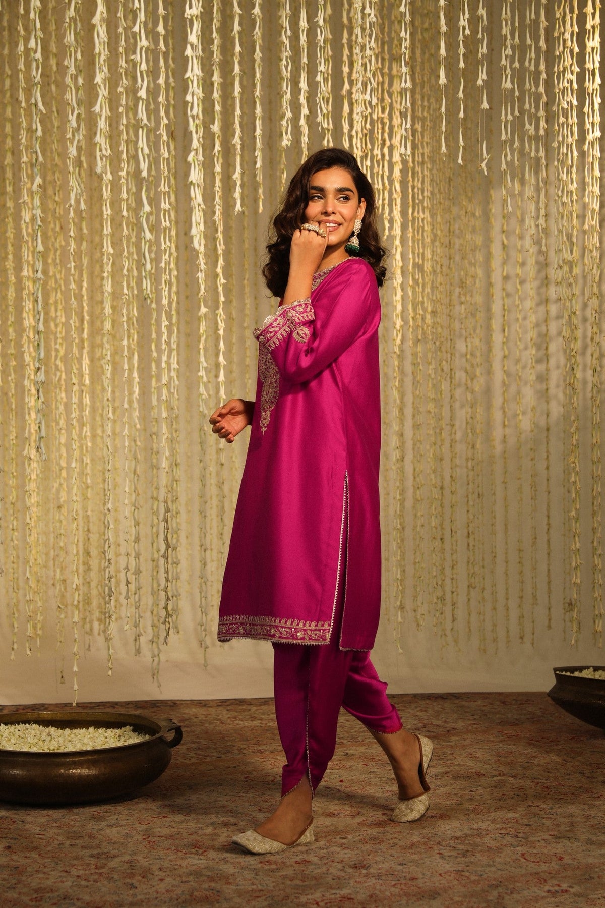 Shilpa Shetty In ENISA - Rani Hotpink KURTA WITH DHOTI