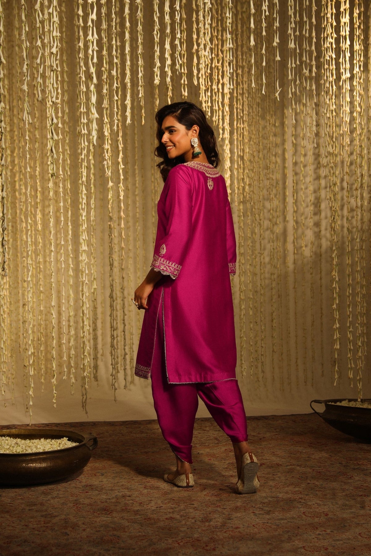 Shilpa Shetty In ENISA - Rani Hotpink KURTA WITH DHOTI