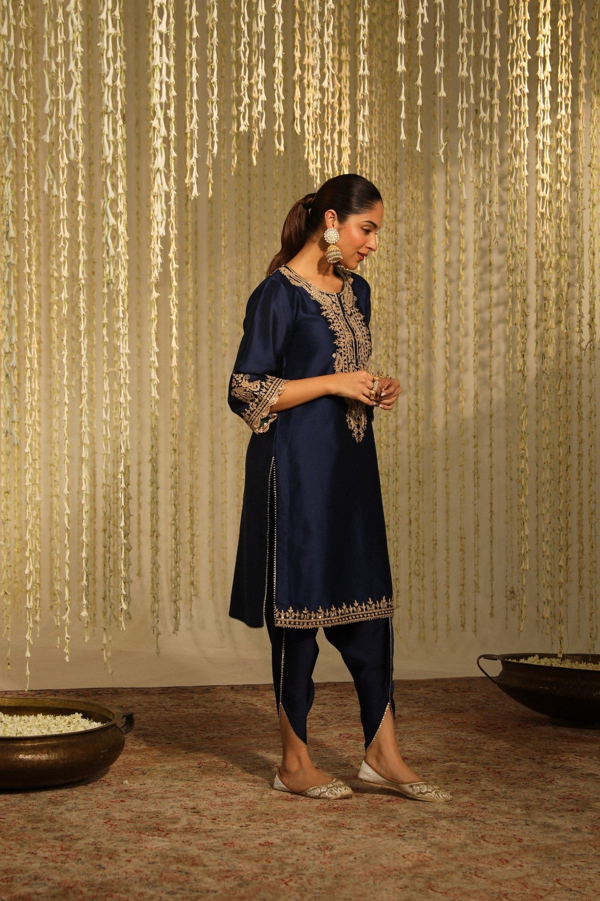 AMAYRA - DEEP BLUE SHORT KURTA WITH DHOTI (LXRTS)