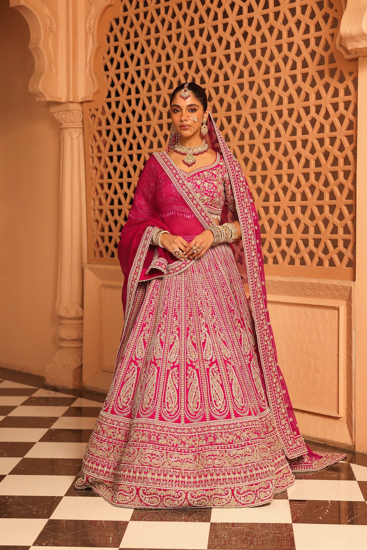 Inaya - Rani Hotpink Lehenga with Blouse and Dupatta