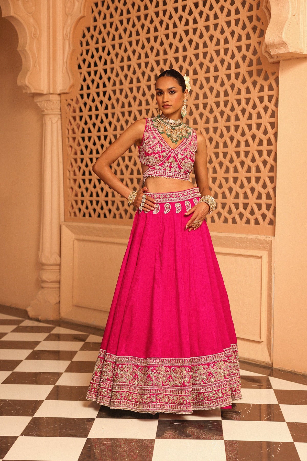 Ilma - Rani Hotpink Lehenga with Blouse and Dupatta