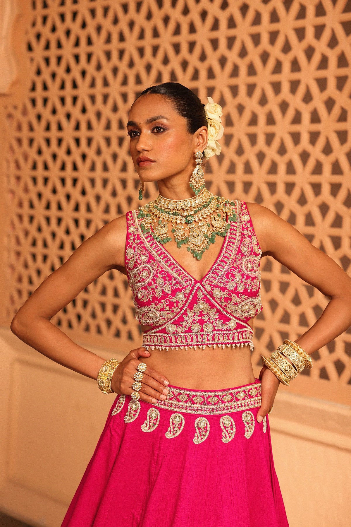 Ilma - Rani Hotpink Lehenga with Blouse and Dupatta