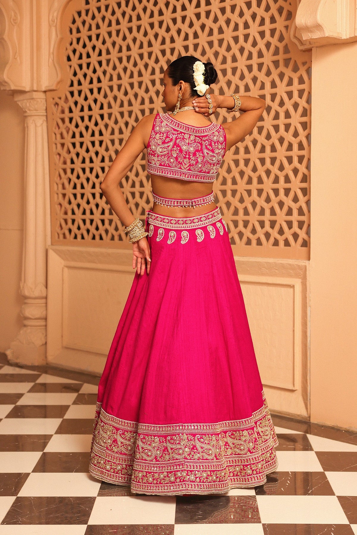 Ilma - Rani Hotpink Lehenga with Blouse and Dupatta
