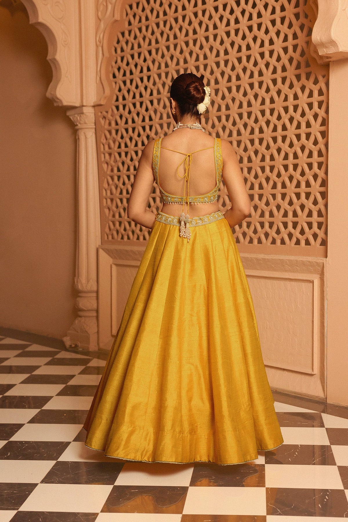 Mazhum - Heirloom Mustard Lehenga with Blouse and Dupatta