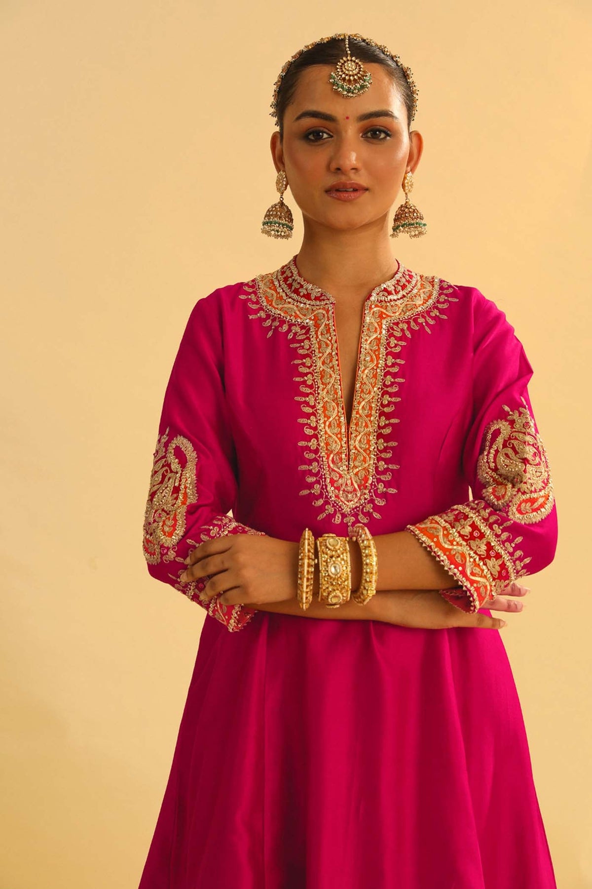 Rayana - Rani Hotpink A-line Kurta with Salwar & Dupatta