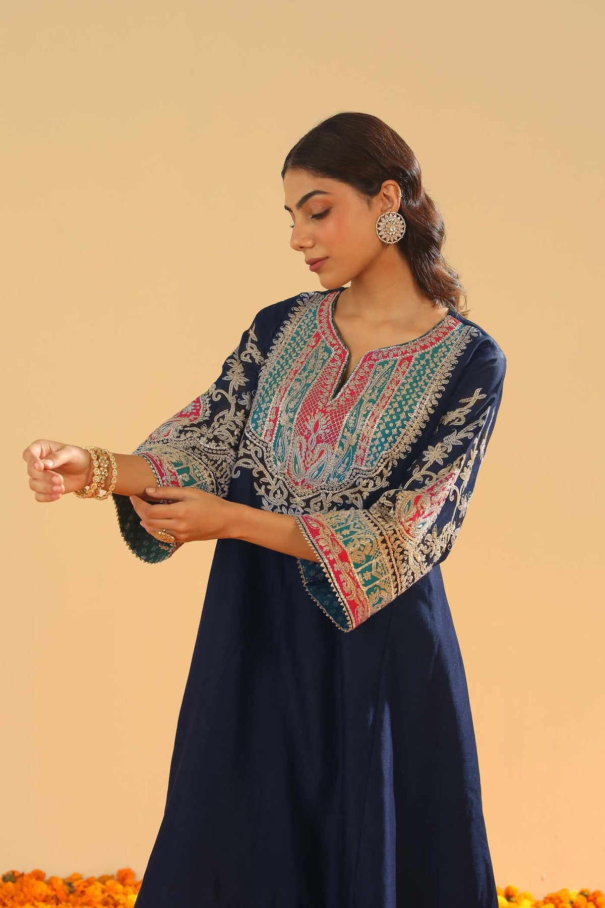 Mohsina - Dark Blue Short Kalidaar Chauga with Salwar (LXRTS)
