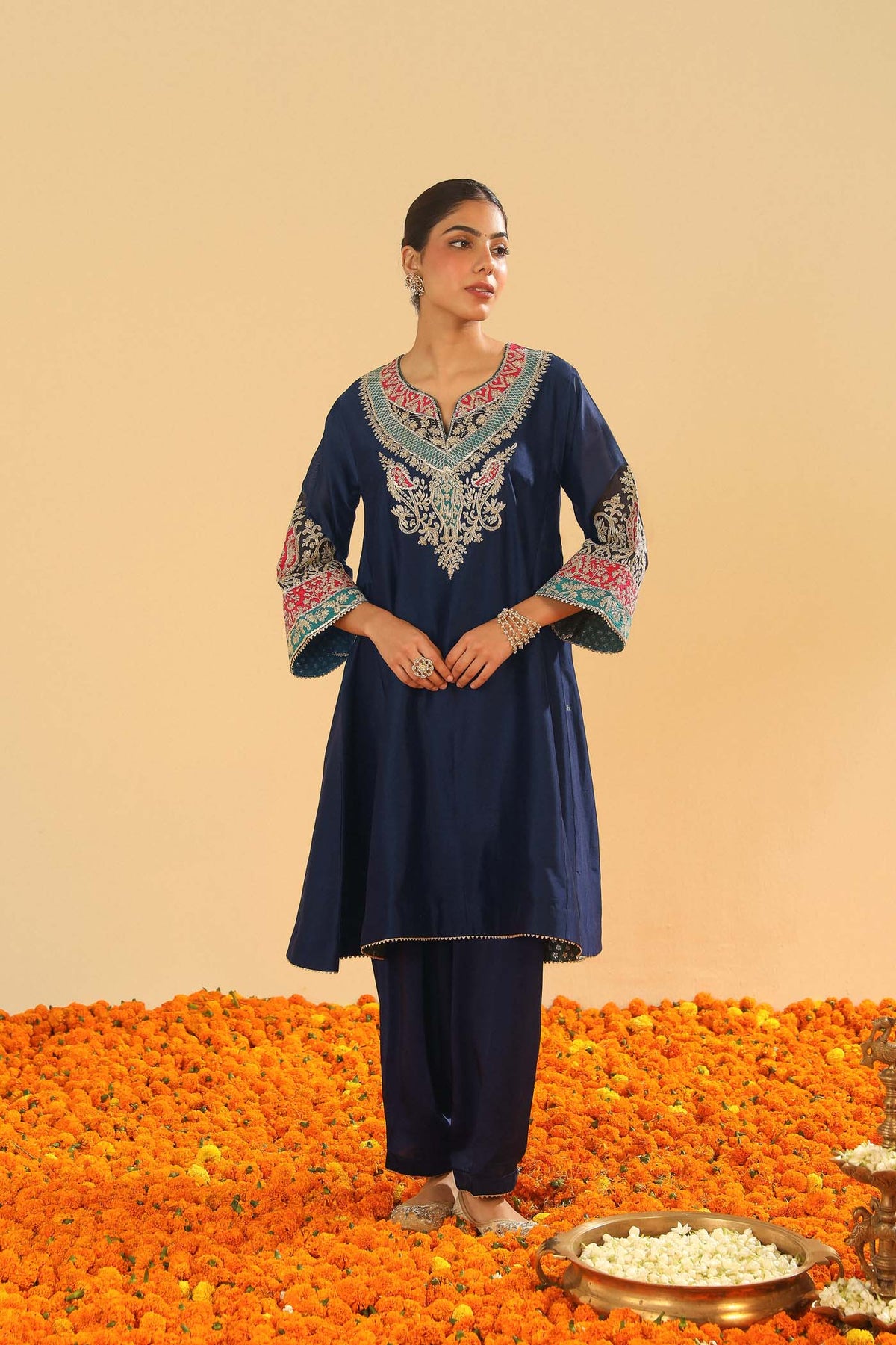 Mehrish - Dark Blue Short Kalidaar Chauga with Salwar (LXRTS)