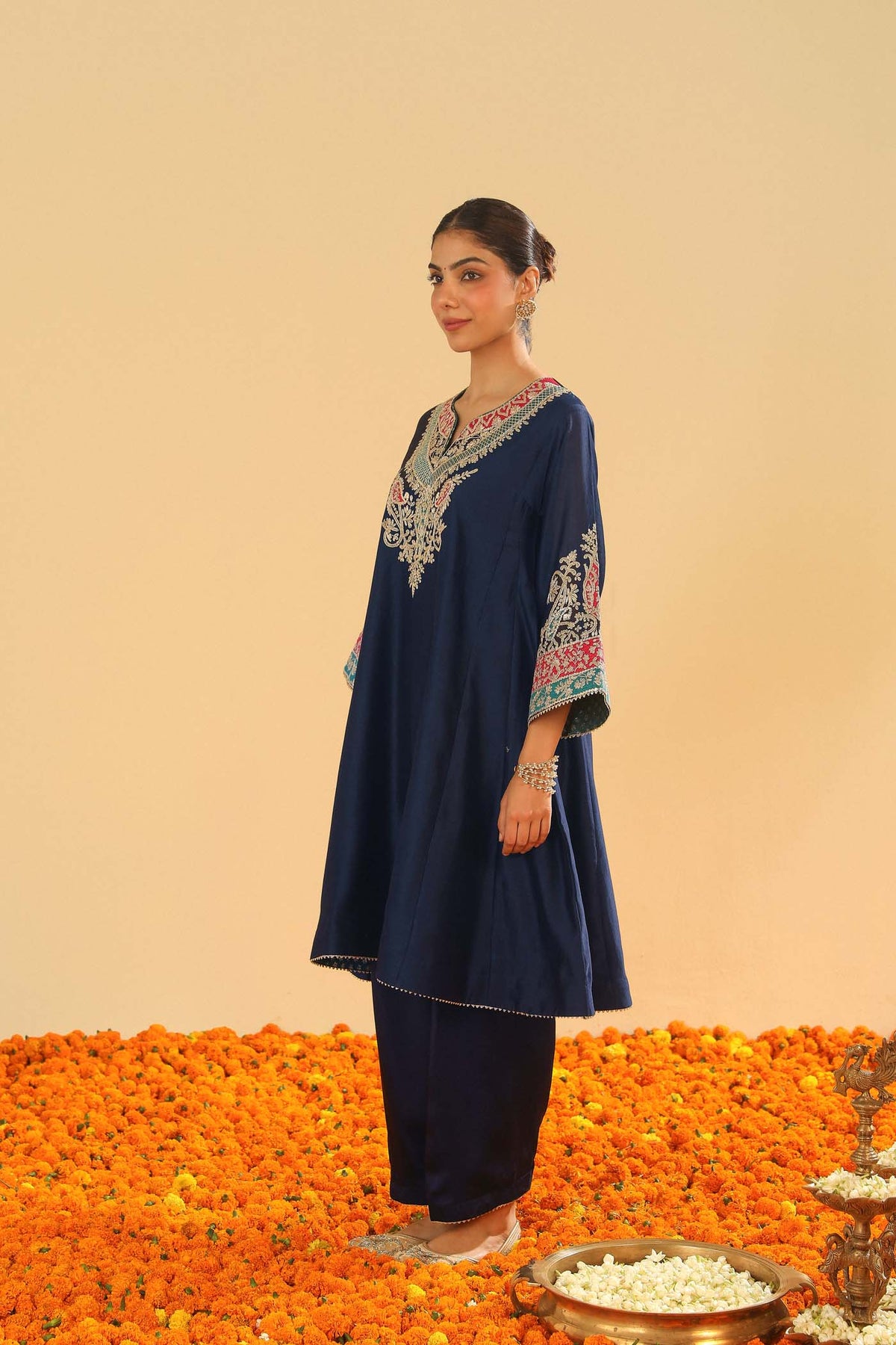 Mehrish - Dark Blue Short Kalidaar Chauga with Salwar (LXRTS)