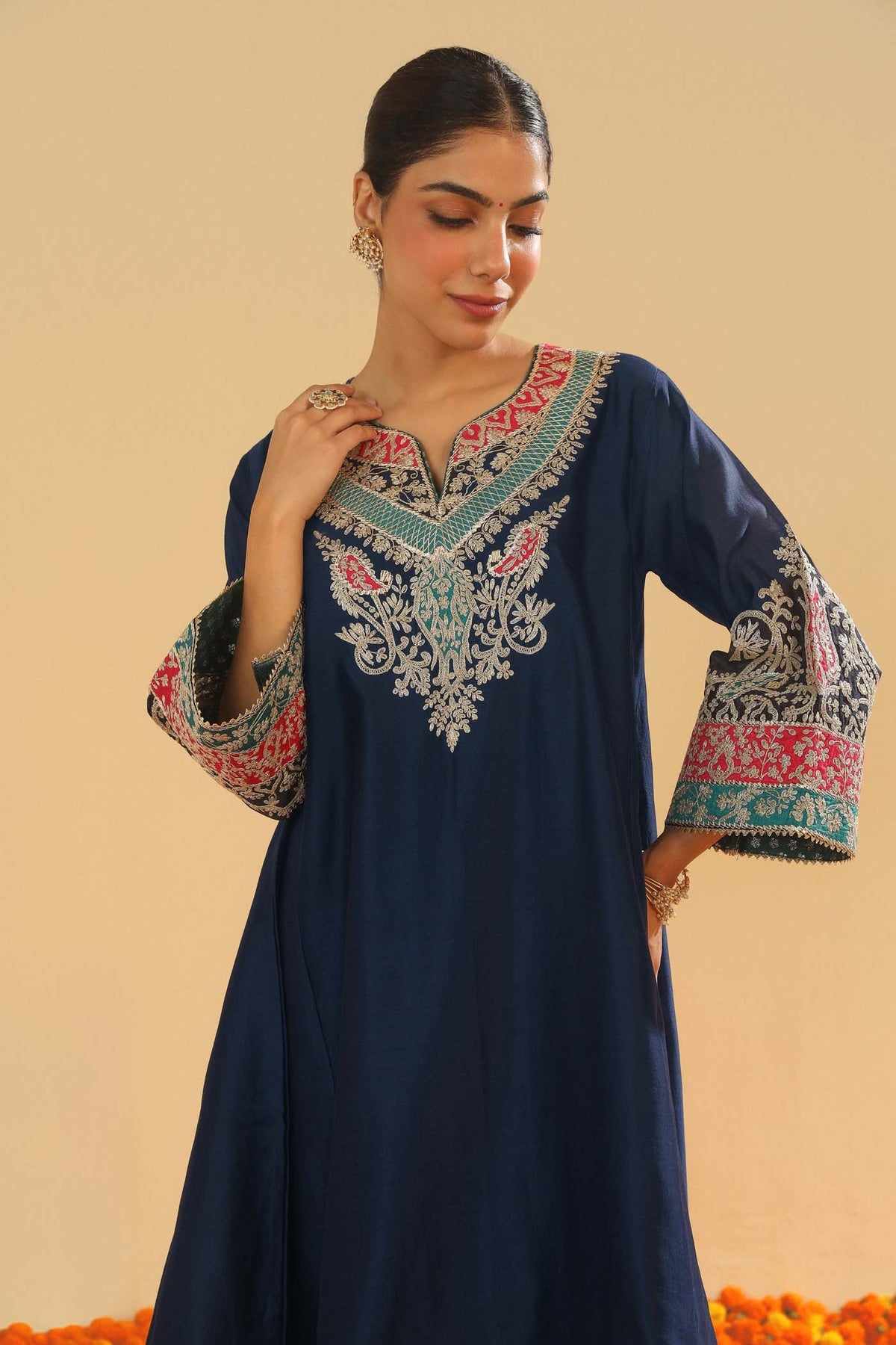 Mehrish - Dark Blue Short Kalidaar Chauga with Salwar (LXRTS)