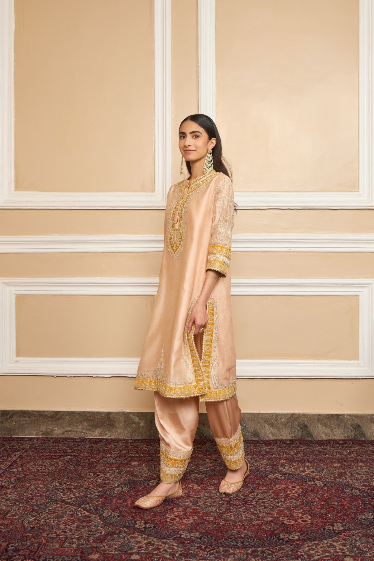 RESHAM - ROSEPINK SHORT KURTA WITH SALWAR AND DUPATTA (LXRTS)