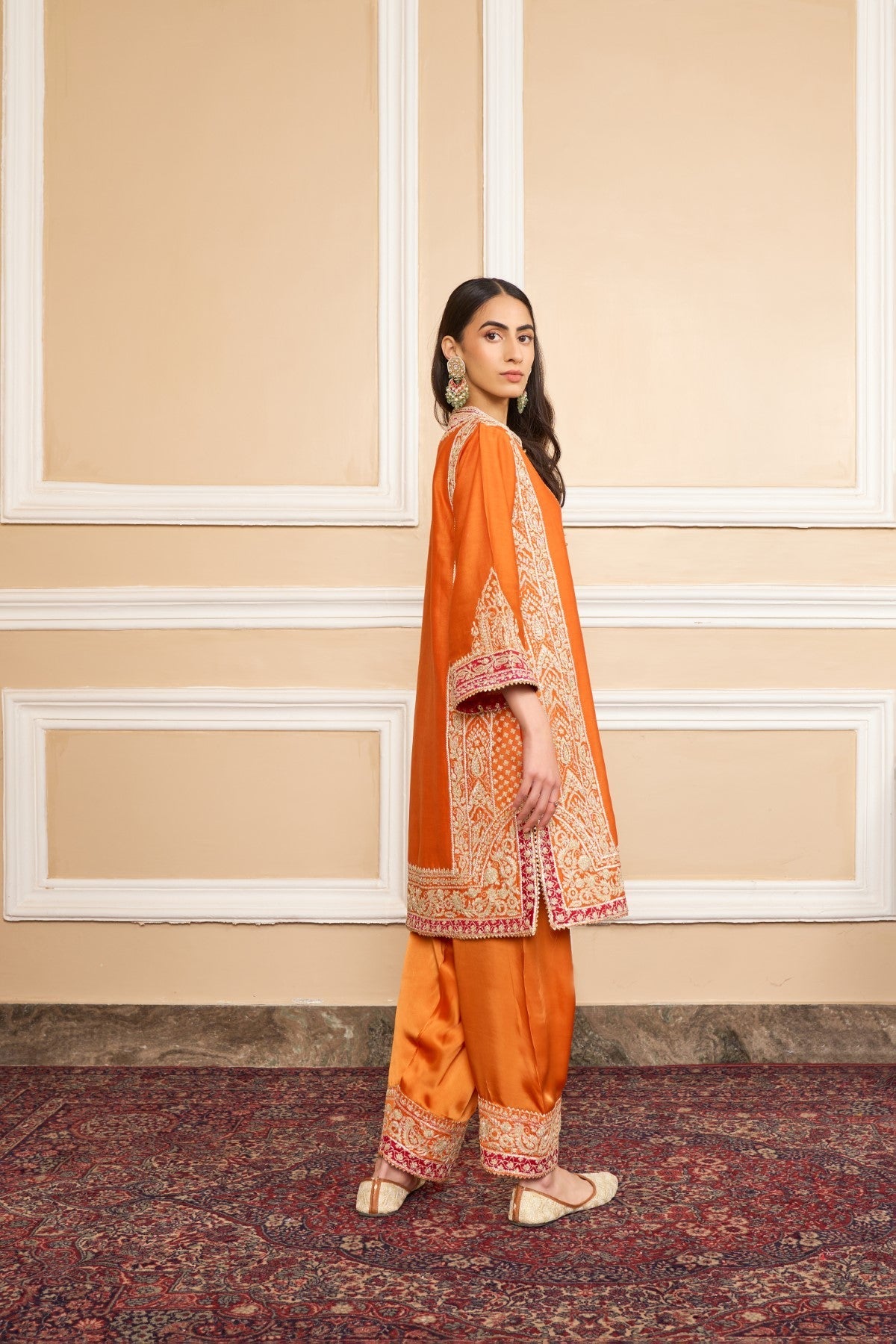 Nimrit Ahluwalia In NAAYAAB - Orange SHORT KURTA WITH SALWAR AND DUPATTA