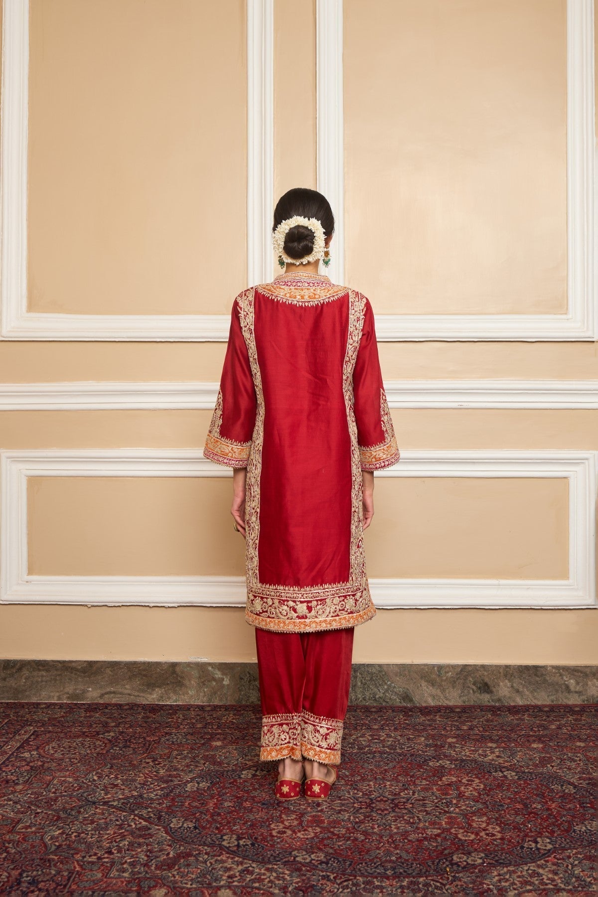 NAAYAAB - DEEP RED SHORT KURTA WITH SALWAR AND DUPATTA (LXRTS)