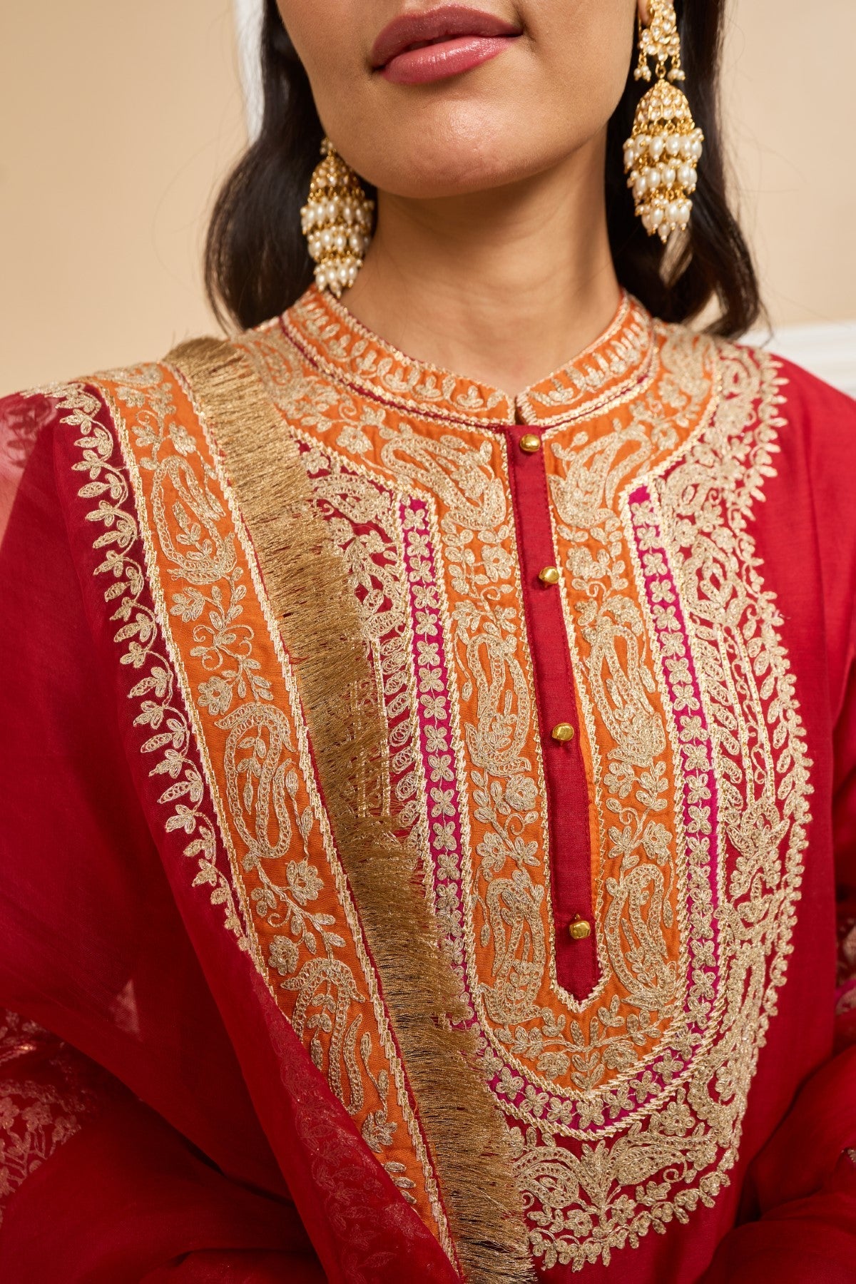 Yashika Khatri In AFSAANA - DEEP RED SHORT KURTA WITH SALWAR AND DUPATTA