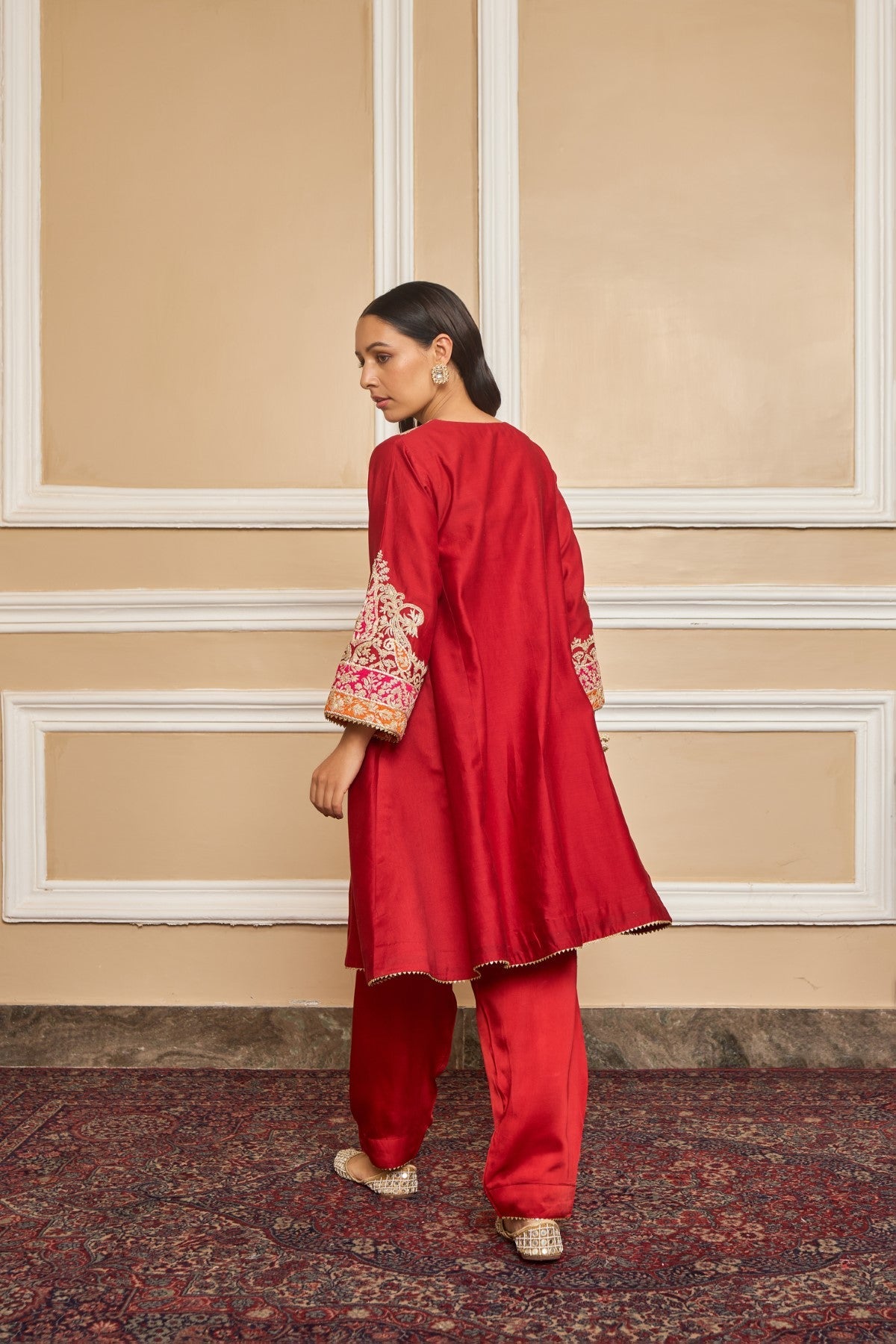 MEHRISH - DEEP RED SHORT KALIDAAR CHOGA WITH SALWAR (LXRTS)
