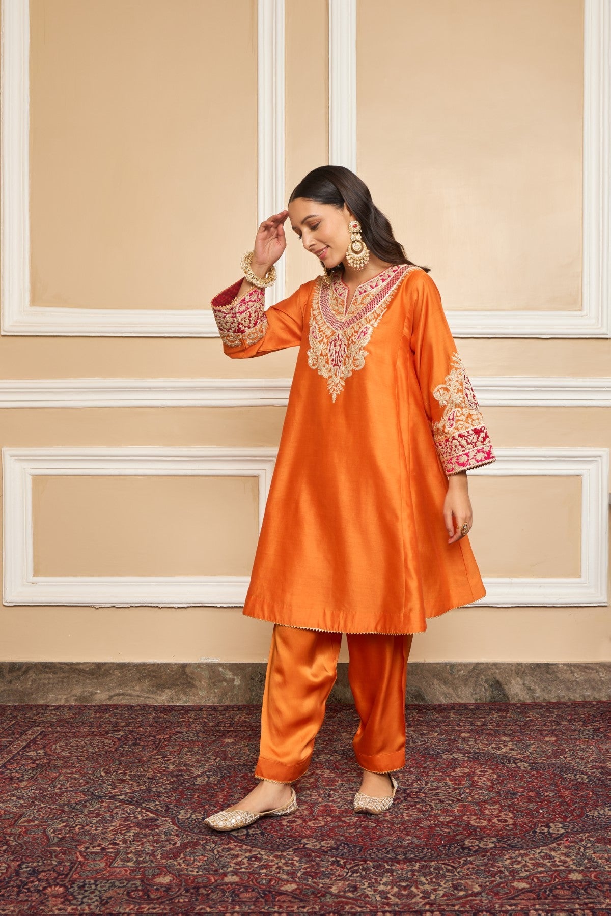 MEHRISH - Orange SHORT KALIDAAR CHOGA WITH SALWAR (LXRTS)