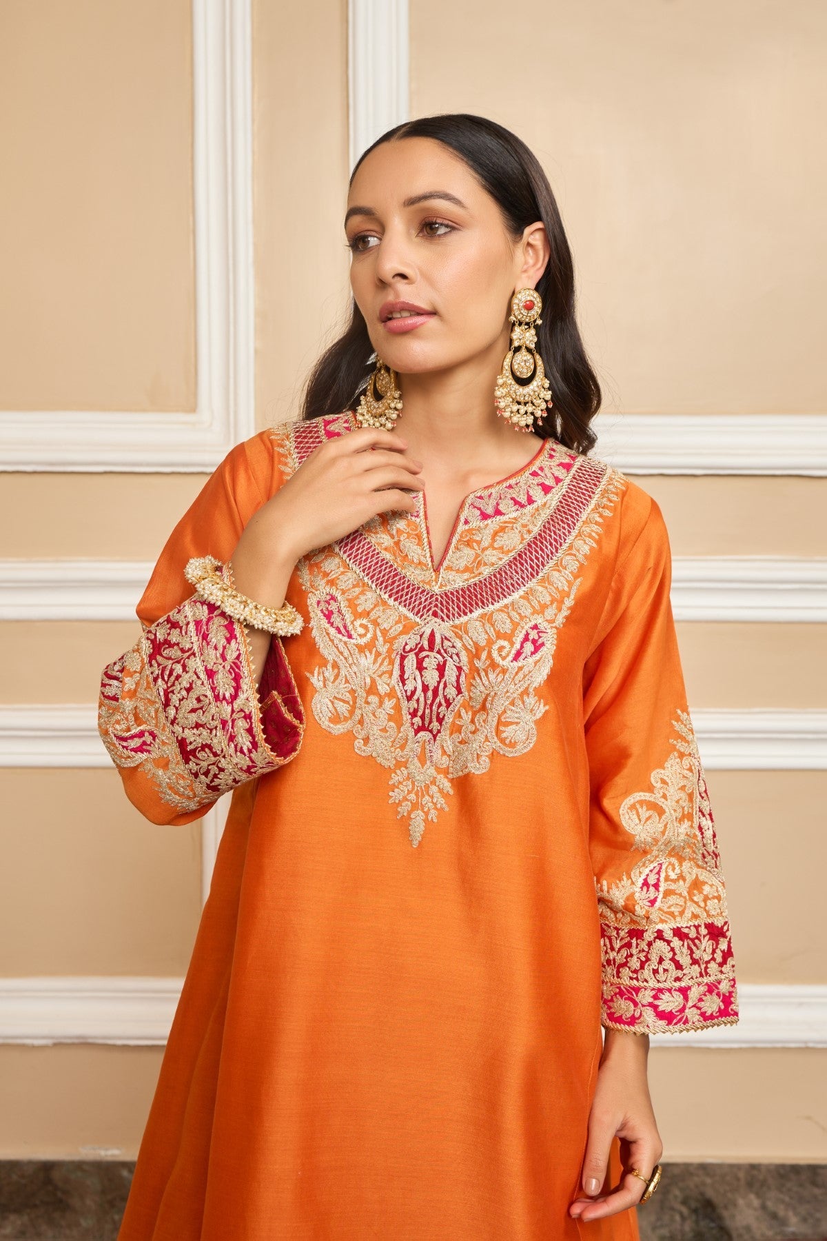 MEHRISH - Orange SHORT KALIDAAR CHOGA WITH SALWAR