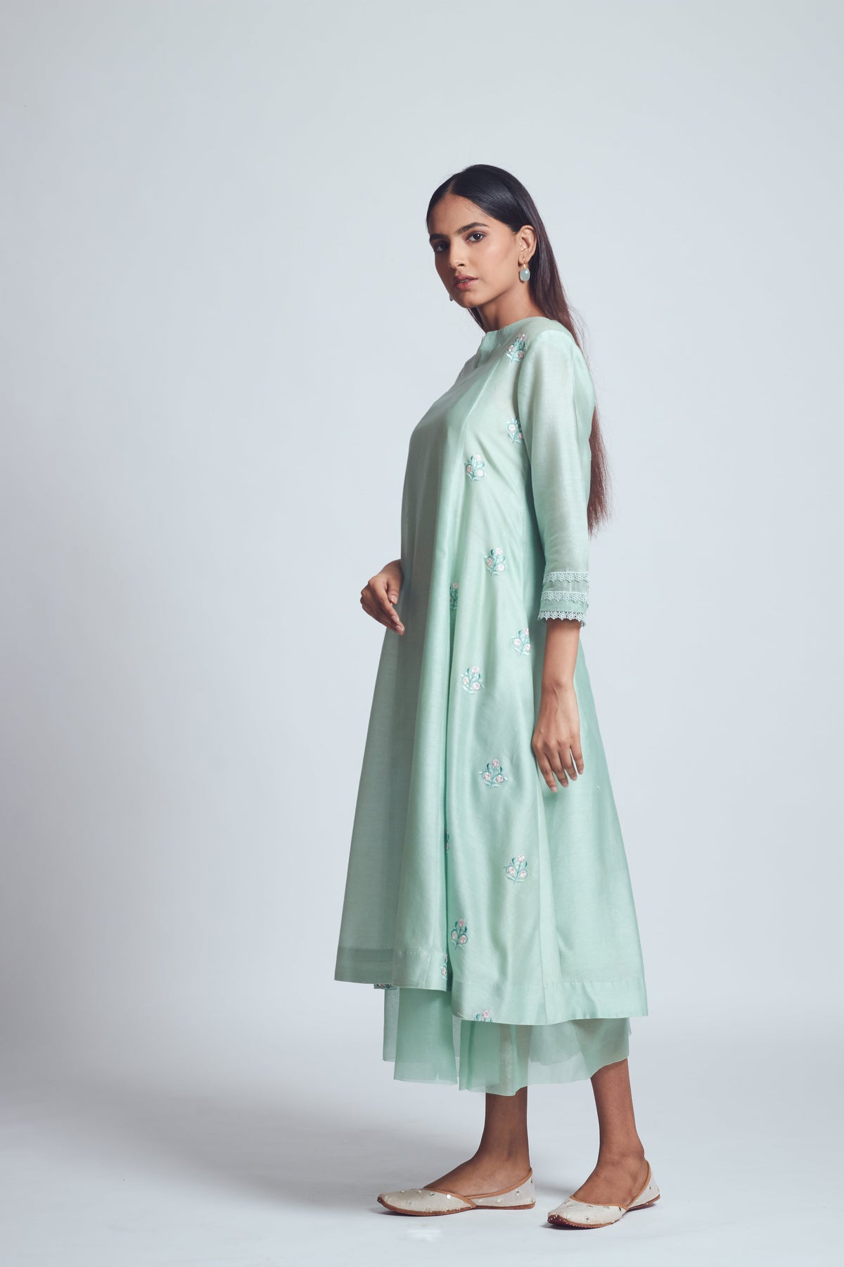 Amna- Sage green princess cut summer dress